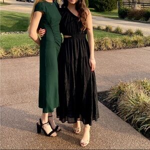 WORN ONCE Anthropologie black maxi one shoulder dress